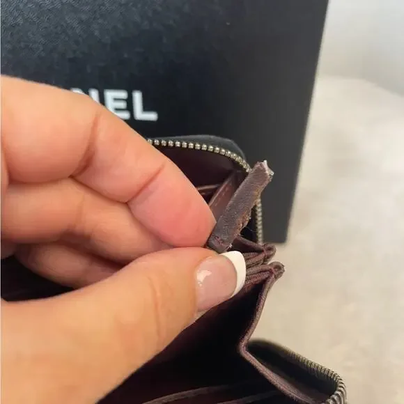 CHANEL CC QUILTED LAMBSKIN ZIP AROUND WALLET ON A CHAIN. Box & COA Included